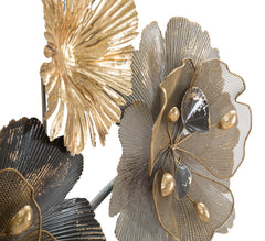 Panneau mural métallique design floral 3D