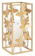 Bougeoir Papillon en métal doré et verre