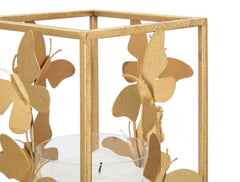 Bougeoir Papillon en métal doré et verre