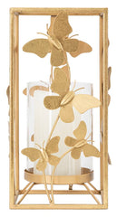 Bougeoir Papillon en métal doré et verre