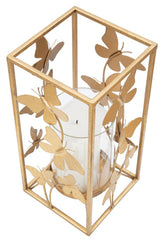 Bougeoir Papillon en métal doré et verre