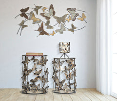 Tables rondes Farfalle en métal et verre décorations papillon