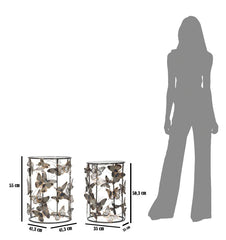 Tables rondes Farfalle en métal et verre décorations papillon