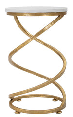 Table d'appoint Spiral Marbre Blanc métal doré