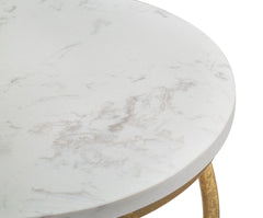 Table d'appoint Spiral Marbre Blanc métal doré