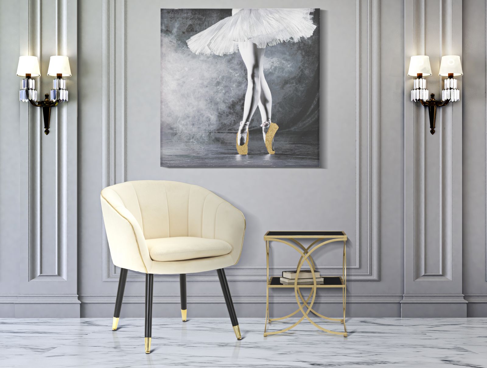 ARMCHAIR PARIS CREMA/GOLD CM 62X58X78
