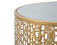 Ensemble de tables rondes OBLIN Métal Doré plateau Miroir