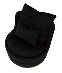 Fauteuil Paris Space Tissu Noir avec décorations dorées et 2 coussins