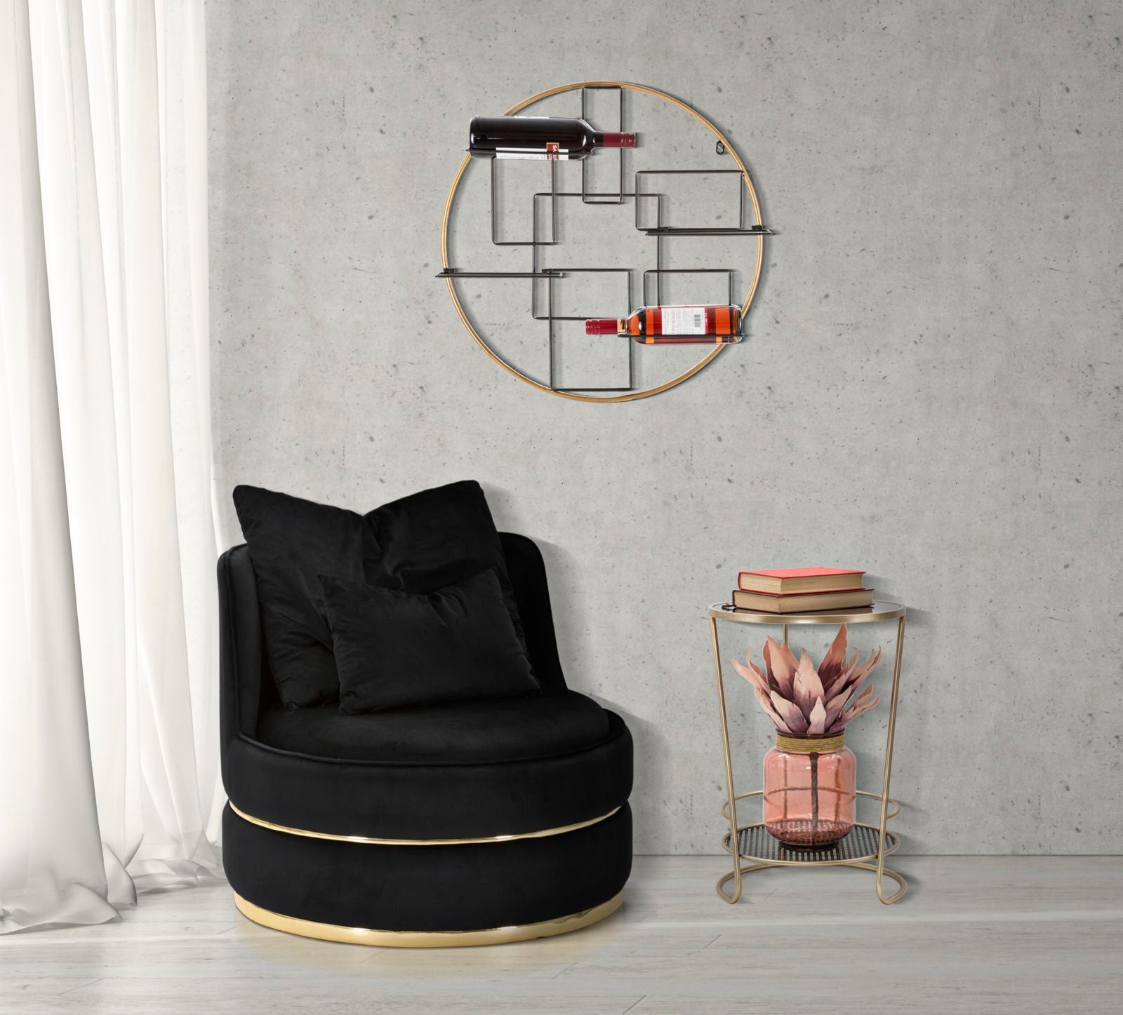 ARMCHAIR PARIS SPACE NERO/GOLD CM Ø 84X72