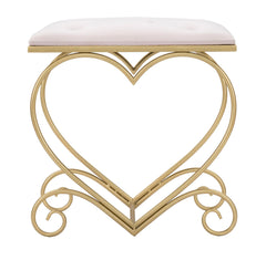 Tabouret cœur en métal doré et Velours Rose