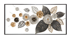 Panneau mural métallique 3D motifs floraux et géométriques