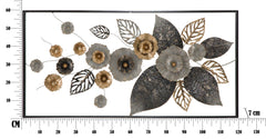 Panneau mural métallique 3D motifs floraux et géométriques