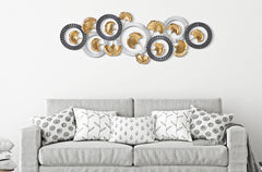 Panneau mural métal design géométrique Art déco or et argent