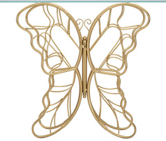 Console Papillon en métal doré avec plateau en verre
