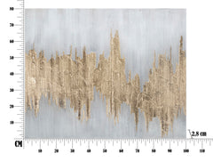 Peinture murale abstraite en toile avec cadre en bois Or et Argent