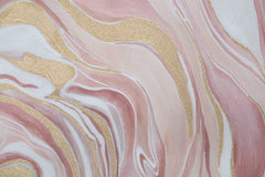 Peinture murale abstraite sur toile Bois Rose et Or