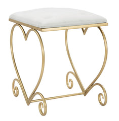 Tabouret en métal doré Cœur Tissu crème à motif