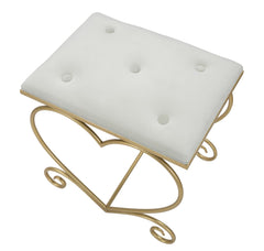 Tabouret en métal doré Cœur Tissu crème à motif