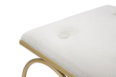 Tabouret en métal doré Cœur Tissu crème à motif