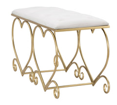 Banquette en métal doré et velours Crème design cœur