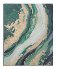 Peinture murale abstraite Greenery toile avec cadre en bois
