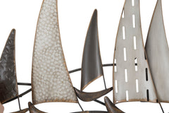 Panneau mural décoratif en métal voiliers 3D