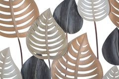 Panneau mural décoratif en métal 3D design feuilles couleurs variées