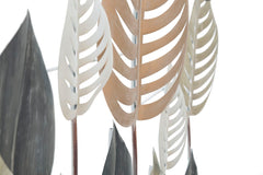 Panneau mural décoratif en métal 3D design feuilles couleurs variées
