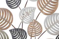 Panneau mural décoratif 3D en métal design feuilles couleur nature