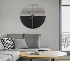 Horloge murale ronde Glam Stick Noir et Doré