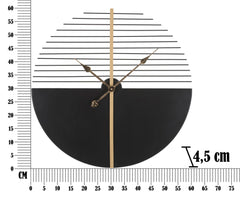 Horloge murale ronde Glam Stick Noir et Doré