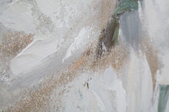 Peinture murale artisanale fleur Crème sur toile cadre en bois