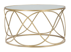 Table basse ronde Lury Verre miroir pieds métal doré