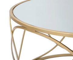 Table basse ronde Lury Verre miroir pieds métal doré