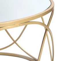 Table basse ronde Lury Verre miroir pieds métal doré