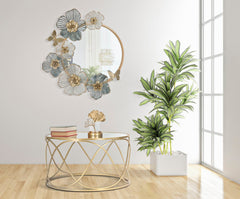 Table basse ronde Lury Verre miroir pieds métal doré