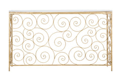 Console rectangulaire en métal doré plateau en marbre blanc