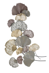 Panneau mural décoratif en métal 3D design feuilles couleur multi-tones