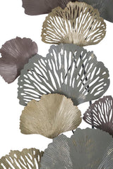 Panneau mural décoratif en métal 3D design feuilles couleur multi-tones
