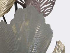 Panneau mural décoratif en métal 3D design feuilles couleur multi-tones