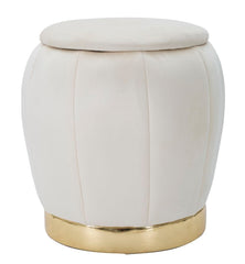STOOL/STORAGE PARIS CREMA/GOLD CM Ø 43X43
