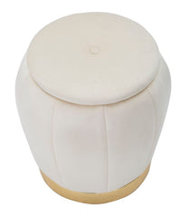Tabouret / Coffre Paris Velours Crème et Base Dorée