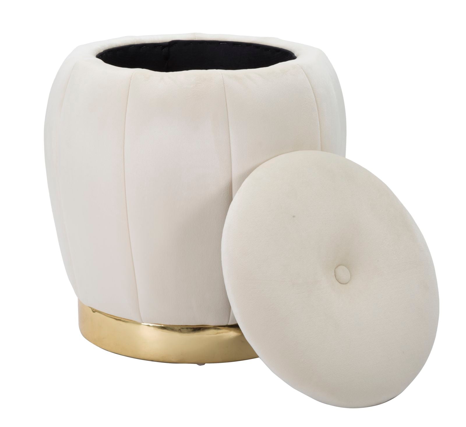 STOOL/STORAGE PARIS CREMA/GOLD CM Ø 43X43