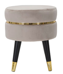Tabouret Paris Velours Gris avec finition dorée pieds Noir