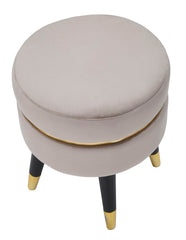 Tabouret Paris Velours Gris avec finition dorée pieds Noir