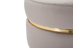Tabouret Paris Velours Gris avec finition dorée pieds Noir
