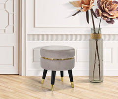 Tabouret Paris Velours Gris avec finition dorée pieds Noir