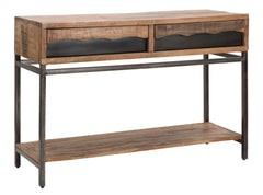 Console rectangulaire Yellowstone Acacia massif pieds métal Noir