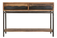 Console rectangulaire Yellowstone Acacia massif pieds métal Noir