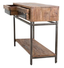 Console rectangulaire Yellowstone Acacia massif pieds métal Noir